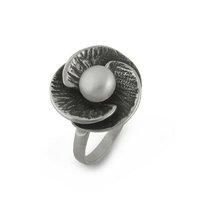 Stříbrný prsten vodní lilie s perlou 6N776